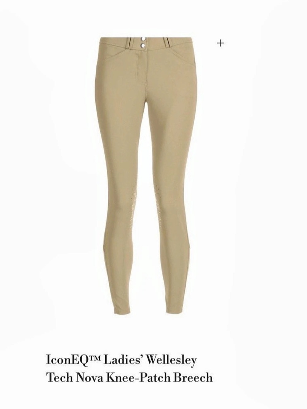 $130 IconEQ Wellesley Tech Nova Knee-Patch Breech Beige Skinny Pants Waist 26